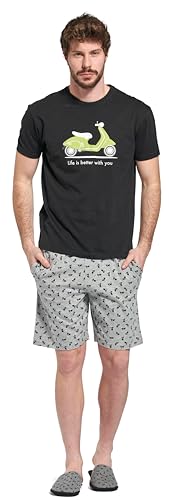 SORBETTO Herren bequemer Schlafanzug als kurzer Shorty aus Baumwolle, Shorty Schwarz/Grau, Gr. XXL SORBETTO Herren bequemer Schlafanzug als kurzer Shorty aus Baumwolle, Shorty Schwarz/Grau, Gr. XXL von SORBETTO