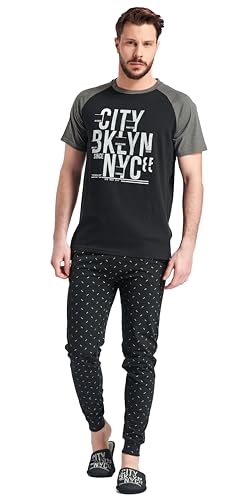 SORBETTO Herren gemütlicher Schlafanzug als Langer Pyjama aus Baumwolle, Kurzarm Schwarz, Gr. M SORBETTO Herren gemütlicher Schlafanzug als Langer Pyjama aus Baumwolle, Kurzarm Schwarz, Gr. M von SORBETTO