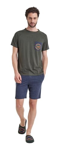 SORBETTO Herren gemütlicher Schlafanzug als kurzer Shorty aus Baumwolle, Shorty Grün/Blau, Gr. M SORBETTO Herren gemütlicher Schlafanzug als kurzer Shorty aus Baumwolle, Shorty Grün/Blau, Gr. M von SORBETTO