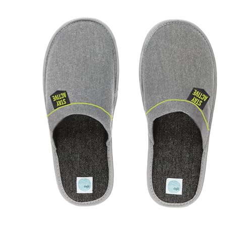 SORBETTO Herren moderne Hausschuhe/bequeme Slipper für zu Hause mit rutschfester Gummisohle, Denim Hellgrau, Gr. 42-43 SORBETTO Herren moderne Hausschuhe/bequeme Slipper für zu Hause mit rutschfester Gummisohle, Denim Hellgrau, Gr. 42-43 von SORBETTO