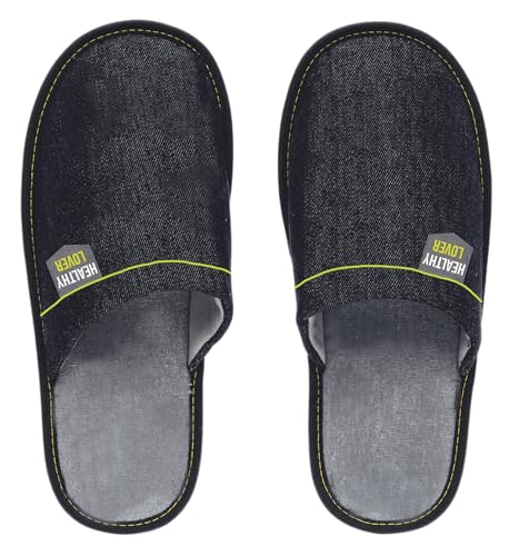 SORBETTO Herren moderne Hausschuhe/bequeme Slipper für zu Hause mit rutschfester Gummisohle, Denim Schwarz, Gr. 42-43 SORBETTO Herren moderne Hausschuhe/bequeme Slipper für zu Hause mit rutschfester Gummisohle, Denim Schwarz, Gr. 42-43 von SORBETTO
