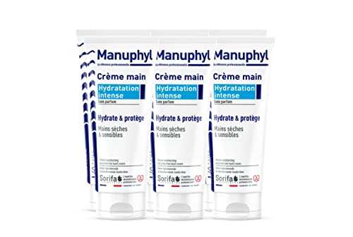 SORIFA - Manuphyl Intense Hydratation 6 Stück – trockene und empfindliche Hände – nicht fettend, ohne Parfüm, angereichert mit Allantoin und Weizenproteinen – Tube 100 ml von SORIFA