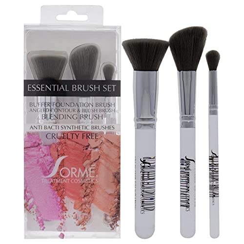 Sorme Cosmetics Professionelles Pinsel-Set – Essential für Frauen, 3-teiliges Puffer-Foundation-Pinsel, abgewinkelte Konturen- und Rouge-Pinsel, Mischpinsel von SORMÉ