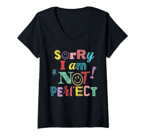 Damen SORRY I AM NOT PERFECT X Sorry I'm not perfect Frontal Fun T-Shirt mit V-Ausschnitt Damen SORRY I AM NOT PERFECT X Sorry I'm not perfect Frontal Fun T-Shirt mit V-Ausschnitt von SORRY I AM NOT PERFECT X - Unique not perfect