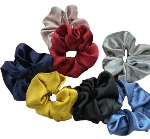 Elastische Satin-Haargummis, Farbe, 7 Stück, Dickdarm-Haarband, Mädchen, niedlich, einfarbig, Satinkopf, Blume, Haarseil, Haarband, Pferdeschwanz, Gummiband, Kopfseil von SORTZ