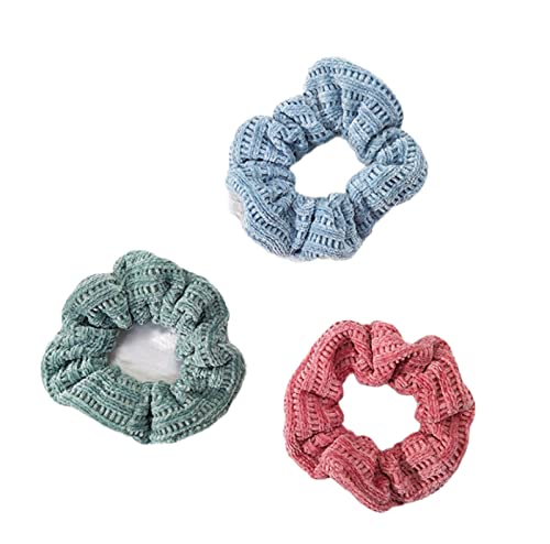 Haarseil Haarbandstücke Flanell Dickdarm Kreis Fleischbällchen Haarkreis Herbst Und Winter Kopf Kreis Haarschmuck Für Frauen, Rosa Blau Grün 3 Stücke von SORTZ