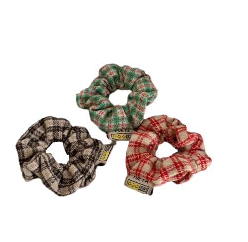 Haarseilstücke Haarschmuck Retro Plaid Wolle Dickdarm Kreis Haarseil Einfach Und Vielseitig Stoff Kunst Seil Fleischbällchen Kopfhaut Haarband Kopfbedeckung von SORTZ