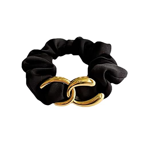 Satin-Haargummis für Frauen, 2 Stück, schwarzes Satin-Dickdarm-Haarkreis-Stirnband von SORTZ