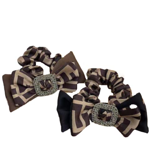 Satin Scrunchie 2Pcs Alphabet Bowknot Diamond-Studed Dickdarm-Kreis-Haar-Kreis Mädchen-Kopf-Kreis-Haarschmuck von SORTZ