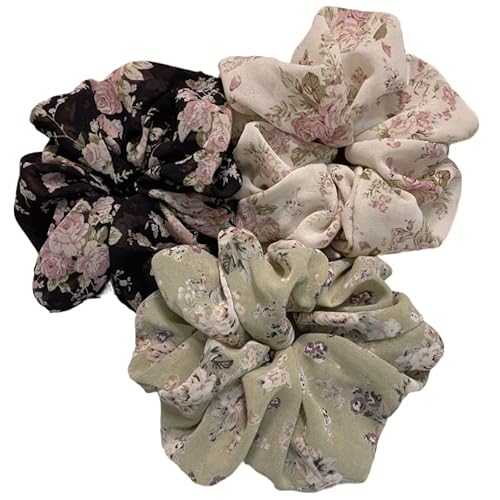 Satin Scrunchies Curly Hair3Pcs Super große Blume Dickdarm Kreis Haarkreis Mädchen Kopf Kreis Haarschmuck von SORTZ