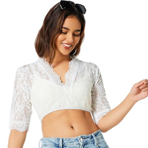 SOSHIEE Damen Trachtenbluse Dirndl Bluse Spitze - Kurzarm Oktoberfest Dirndlblusen Halbarm, Weiß, 36, Etwas größere Größe SOSHIEE Damen Trachtenbluse Dirndl Bluse Spitze - Kurzarm Oktoberfest Dirndlblusen Halbarm, Weiß, 36, Etwas größere Größe von SOSHIEE