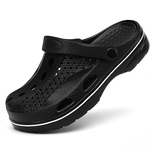 SOSOWHLTE Herren und Damen Arch Support Clogs Gartenschuhe Slip-on Outdoor Strand Hausschuhe mit herausnehmbarer gepolsterter Innensohle, Schwarz, 9.5-10.5 Wide Women/8-9 Wide Men von SOSOWHLTE