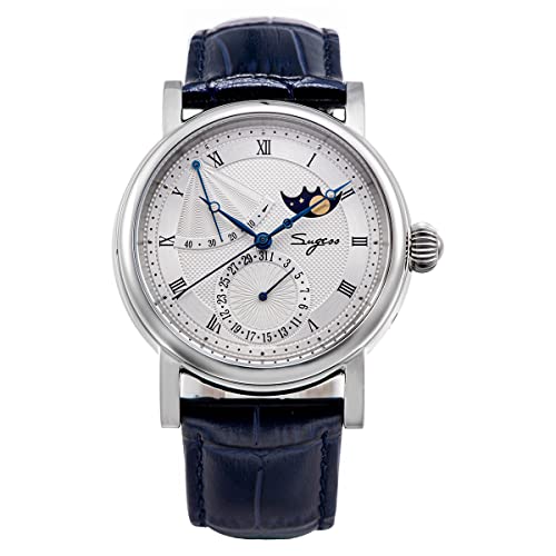 Sugess Seagull 2153 Automatische mechanische Herren-Armbanduhr, Mondphasenleistung, wasserfest, Edelstahl-Armbanduhren, Farbe 3 von SOTAG