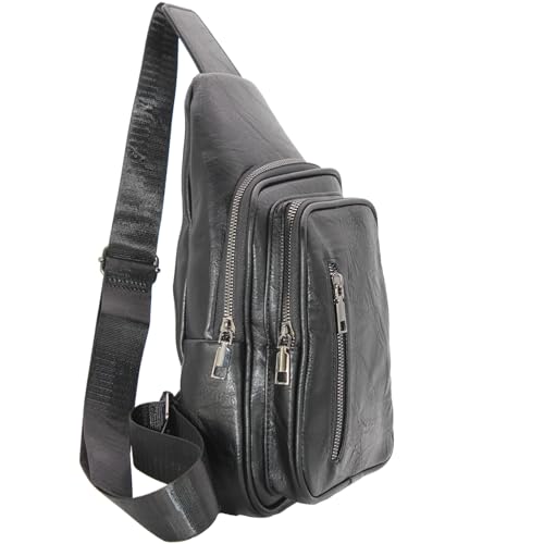 Bodybag Sling Bag Crossbag Brusttasche Schultertasche Umhängetasche Crossbody in Braun und Schwarz Echt Leder von Sotala