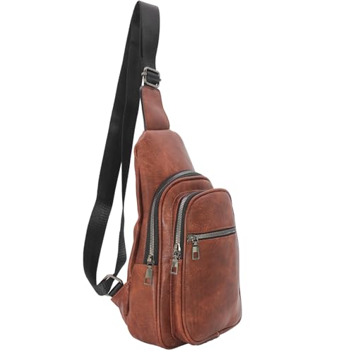 SOTALA Bodybag Sling Bag Crossbag Brusttasche Schultertasche Umhängetasche Crossbody in Braun und Schwarz Echt Leder von Sotala