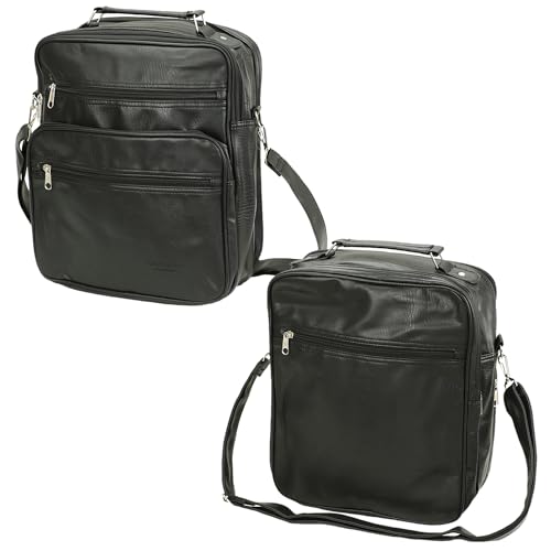 SOTALA - Echt Leder Arbeitstasche Umhängetasche Herrentasche Schultertasche Messenger Flugbegleiter Für Damen/Herren in Schwarz mit Zipper & Gurt - Wasserabweisend von SOTALA