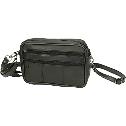 Sotala Herren Handgelenktasche Handtasche Tasche Echt Leder Geld Bag Umhängetasche mit Schultergurt Dokumententasche Handschlaufe Schwarz von Sotala