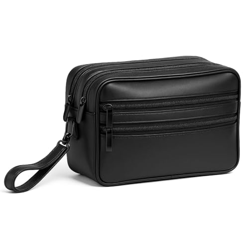 Sotala Herren Handgelenktasche XXL Echtleder Handtasche Geldbörse mit Reißverschluss – Dokumententasche mit Handschlaufe Organizer/Clutch Reise, Business & Freizeit-Tasche für Männer Schwarz von Sotala