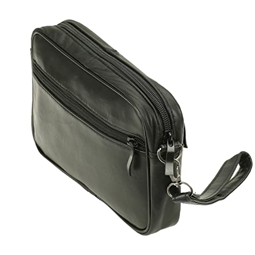 SOTALA HANDGELENKTASCHE - Herren Handtasche Tasche Echt Leder Geld Bag Umhängetasche Dokumententasche Handschlaufe Schwarz von SOTALA