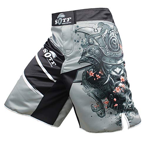 SOTF Herren grau Sport-Hosen Muay Thai Boxing Shorts MMA Shorts mittel Gry und Multicolor von SOTF