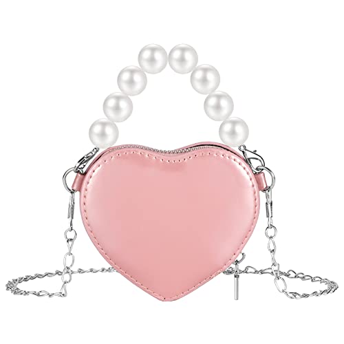 SOTOGO Kleine Mädchen Geldbörsen Kleinkind Crossbody Geldbörse Prinzessin Geldbörsen Handtaschen Mädchen Geldbörsen Mini Kette Crossbody Taschen für Kinder, F Herz Rosa, Niedlich von SOTOGO