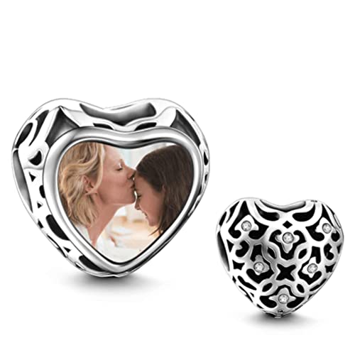 SOUFEEL Foto Charm Original Bead Anhänger Personalisiert für Armband Herz Schmuck 925 Sterling Silber Geschenk für Mama Freundin von SOUFEEL