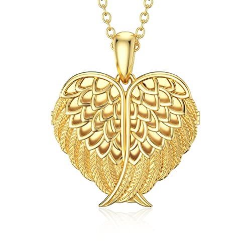 18 K vergoldetes Silber Engel Flügel Herz Locket You Are My Angel Necklace That Holds Picture (nur Schloss) von SOULMEET