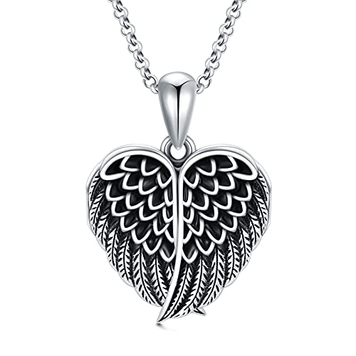 Angel Wing Heart Shaped Locket Necklace That Holds Picture You are My Angel Sterling Silver Lockets Pendant von SOULMEET