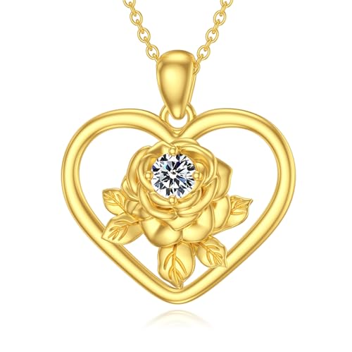 SOULMEET 14 Karat vergoldetem Silber Liebe Rose Birthstone Halskette für Frauen Frau Liebhaber Freundin Mutter Valentinstag Muttertag Geburtstag Geschenk (April) von SOULMEET
