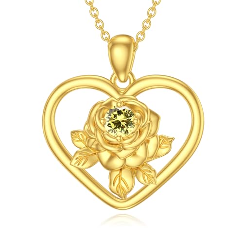 SOULMEET 14 Karat vergoldetem Silber Liebe Rose Birthstone Halskette für Frauen Frau Liebhaber Freundin Mutter Valentinstag Muttertag Geburtstag Geschenk (August) von SOULMEET
