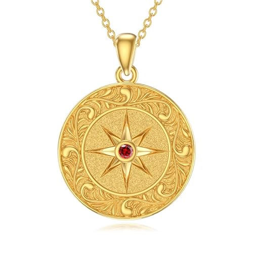 SOULMEET 18K Gelbgold vergoldet Silber Jungfrau Maria Runde Birthstone Gebet Heilung Halskette Geschenk für Frauen Muttertag Geburtstag Thanksgiving Weihnachten (Benutzerdefiniert) von SOULMEET