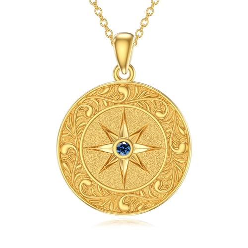 SOULMEET 18K Gelbgold vergoldet Silber Jungfrau Maria Runde Birthstone Gebet Heilung Halskette Geschenk für Frauen Muttertag Geburtstag Thanksgiving Weihnachten (Dezember) von SOULMEET