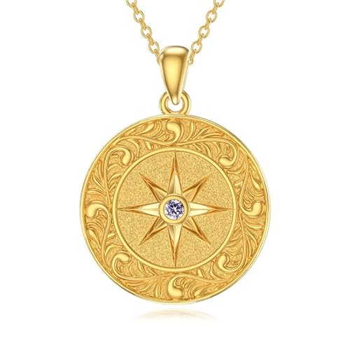 SOULMEET 18K Gelbgold vergoldet Silber Jungfrau Maria Runde Birthstone Gebet Heilung Halskette Geschenk für Frauen Muttertag Geburtstag Thanksgiving Weihnachten (Juni) von SOULMEET