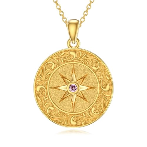 SOULMEET 18K Gelbgold vergoldet Silber Jungfrau Maria Runde Birthstone Gebet Heilung Halskette Geschenk für Frauen Muttertag Geburtstag Thanksgiving Weihnachten (Oktober) von SOULMEET