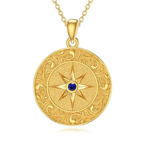 SOULMEET 18K Gelbgold vergoldet Silber Jungfrau Maria Runde Birthstone Gebet Heilung Halskette Geschenk für Frauen Muttertag Geburtstag Thanksgiving Weihnachten (September) von SOULMEET