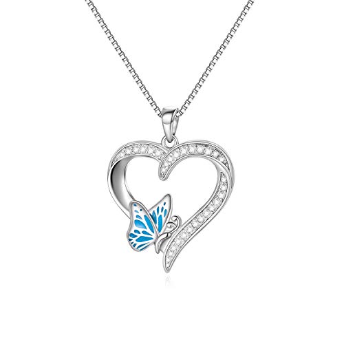 SOULMEET 925 Herzkette Halskette für Frauen Damen Schmetterlingskette Silber Infinity Love Heart Schmuck Mädchen Teenager Frauen Geschenk von SOULMEET