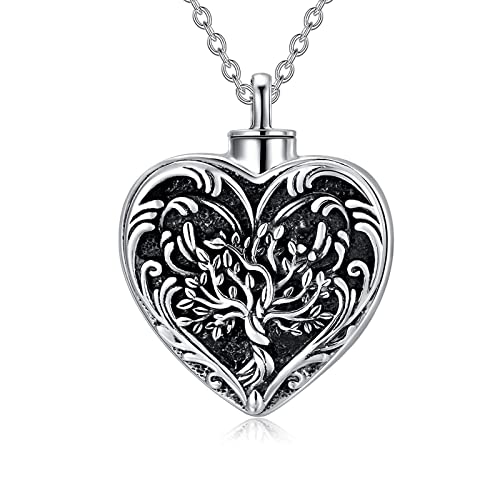 SOULMEET Asche Anhänger,Urne Halsketten für Asche Sterling Silber Baum des Lebens Medaillons Kremation Keepsake Anhänger kette von SOULMEET