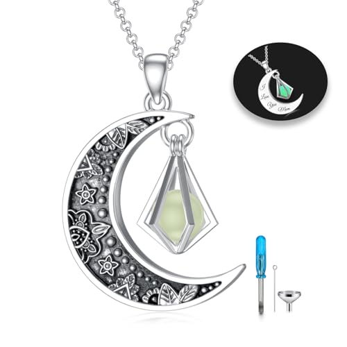 SOULMEET Glänzendes Medaillon mit Halbmond für Asche, Mondbestattungsschmuck, 925er Silber, Urnen-Halskette, Asche-Halskette, personalisierbar, Metall, Kein Edelstein SOULMEET Glänzendes Medaillon mit Halbmond für Asche, Mondbestattungsschmuck, 925er Silber, Urnen-Halskette, Asche-Halskette, personalisierbar, Metall, Kein Edelstein von SOULMEET