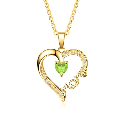 SOULMEET Gold ich liebe dich Mama Herz Birthstone Halskette personalisierte Name Text Anhänger Geschenk für Frauen Muttertag Geburtstag (August) von SOULMEET