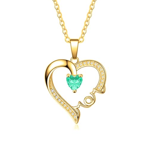 SOULMEET Gold ich liebe dich Mama Herz Birthstone Halskette personalisierte Name Text Anhänger Geschenk für Frauen Muttertag Geburtstag (Dezember) von SOULMEET