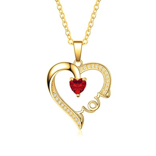 SOULMEET Gold ich liebe dich Mama Herz Birthstone Halskette personalisierte Name Text Anhänger Geschenk für Frauen Muttertag Geburtstag (Januar) von SOULMEET