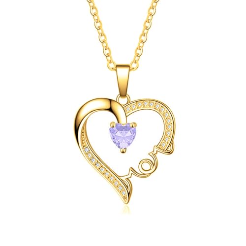 SOULMEET Gold ich liebe dich Mama Herz Birthstone Halskette personalisierte Name Text Anhänger Geschenk für Frauen Muttertag Geburtstag (Juni) von SOULMEET