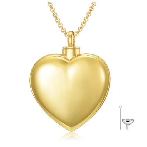 SOULMEET Kremation Gold Asche Herz Medaillon Minimalist Urne Halskette für Frauen Männer Cherish Erinnerungen Schmuck zu halten jemand in der Nähe von Ihnen von SOULMEET
