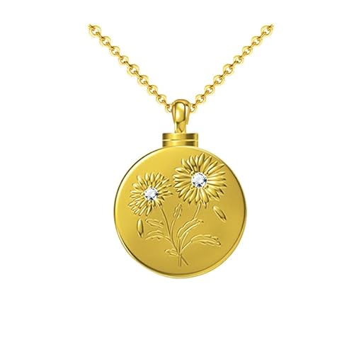 SOULMEET Personalisierte 9K 14K 18K massivem Gold, Silber, Gänseblümchen, Einäscherung, Erinnerungsschmuck, goldene Halskette für Aschenhalter, Sonnenblume, Urna, Anhänger, benutzerdefinierte von SOULMEET