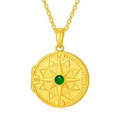 SOULMEET Personalisierte Halskette mit Anhänger aus 10 Karat und 14 Karat Gold und 18 Karat Gold mit Bildern, personalisierbare Halskette mit Anhänger aus Naturstein, Geschenk für Frauen, Metall von SOULMEET