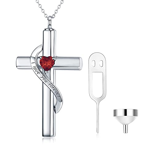 SOULMEET S925 Sterling Silber Urne Halskette für Asche Ich liebe dich für immer Kreuz Kremation Keepsake Anhänger Halsketten von SOULMEET