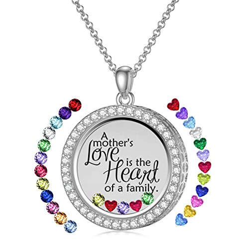 SOULMEET Schwebende Halskette in Herzform, rund, mit Geburtssteinen, Bildern, Haar-Medaillon, lebende Blumen, schwebender Anhänger, Geschenk für Frauen, personalisierbare Inschrift, Metall, Cubic SOULMEET Schwebende Halskette in Herzform, rund, mit Geburtssteinen, Bildern, Haar-Medaillon, lebende Blumen, schwebender Anhänger, Geschenk für Frauen, personalisierbare Inschrift, Metall, Cubic von SOULMEET