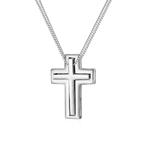 SOULMEET Silber Matching Lovers Halskette Paar Halskette für Mann Frauen 925 Kreuz Anhänger Beste Freunde Familienmitglied Schmuck Geschenk zum Geburtstag Jubiläum von SOULMEET