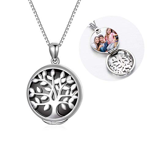 SOULMEET Silber Medaillon Halskette die Bilder 925 Baum Medaillon Schmuck Geschenk für Frauen Mädchen Familienmitglieder hält von SOULMEET