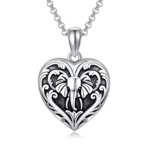 SOULMEET Sterling Silber Elefant Herz Medaillon Halskette Hält Bild Fotos Anhänger Halskette für Frauen Mädchen von SOULMEET